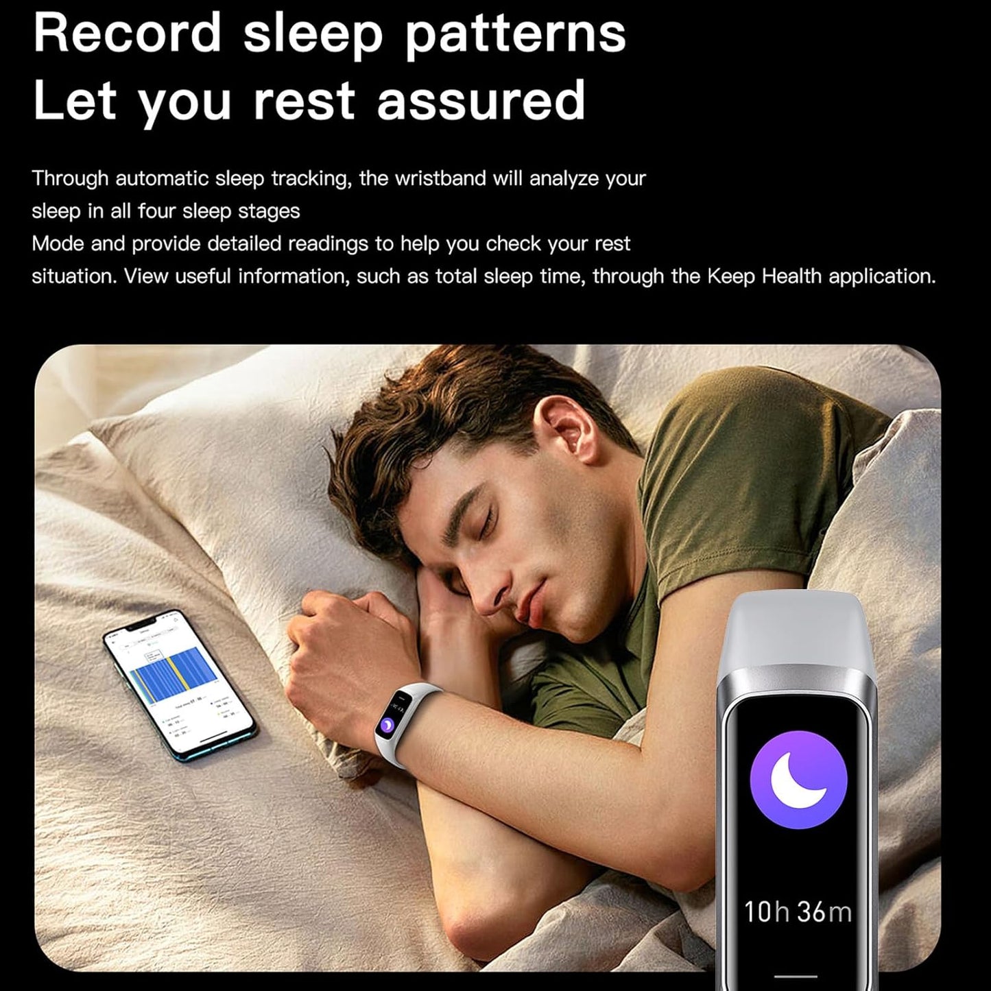 Keep Health Fitness Trackers for Women Men Amoled Step Counter Slim Thin Fitness Tracker with Heart Rate Blood Pressure Monitor Alarm Stopwatch Timer Calories Burned IP68 Step Tracker Watch